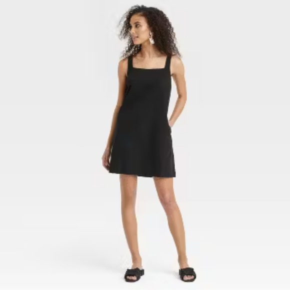 Black Ribbed Slip Dress - Picture 1 of 2